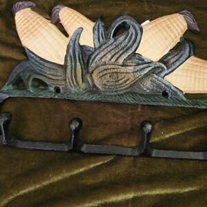 Vintage Cast Iron Corn Cob Coat Rack Farmhouse Decor Wall Mounted Hooks